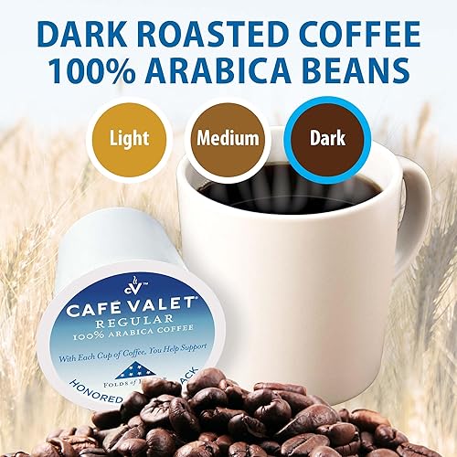 Miniatura 4 de Cafe Valet Folds of Honor Cápsulas de café tostado oscuro, 80 unidades – Contribuyendo a becas militares familiares