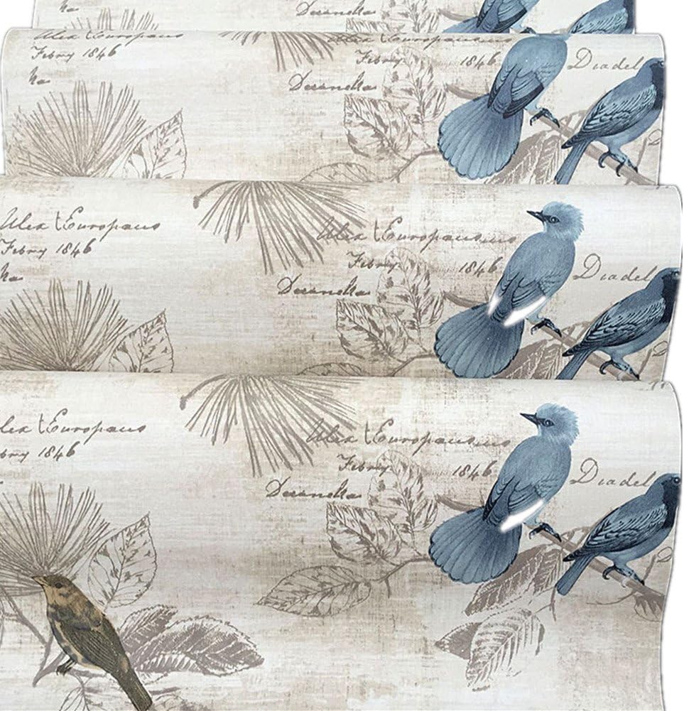 Vintage Floral Adhesive Paper Vinyl Shelf Liner Peel Stick Dresser Drawer Sticker Home Deco 17.7inch by 118inch (Bird)