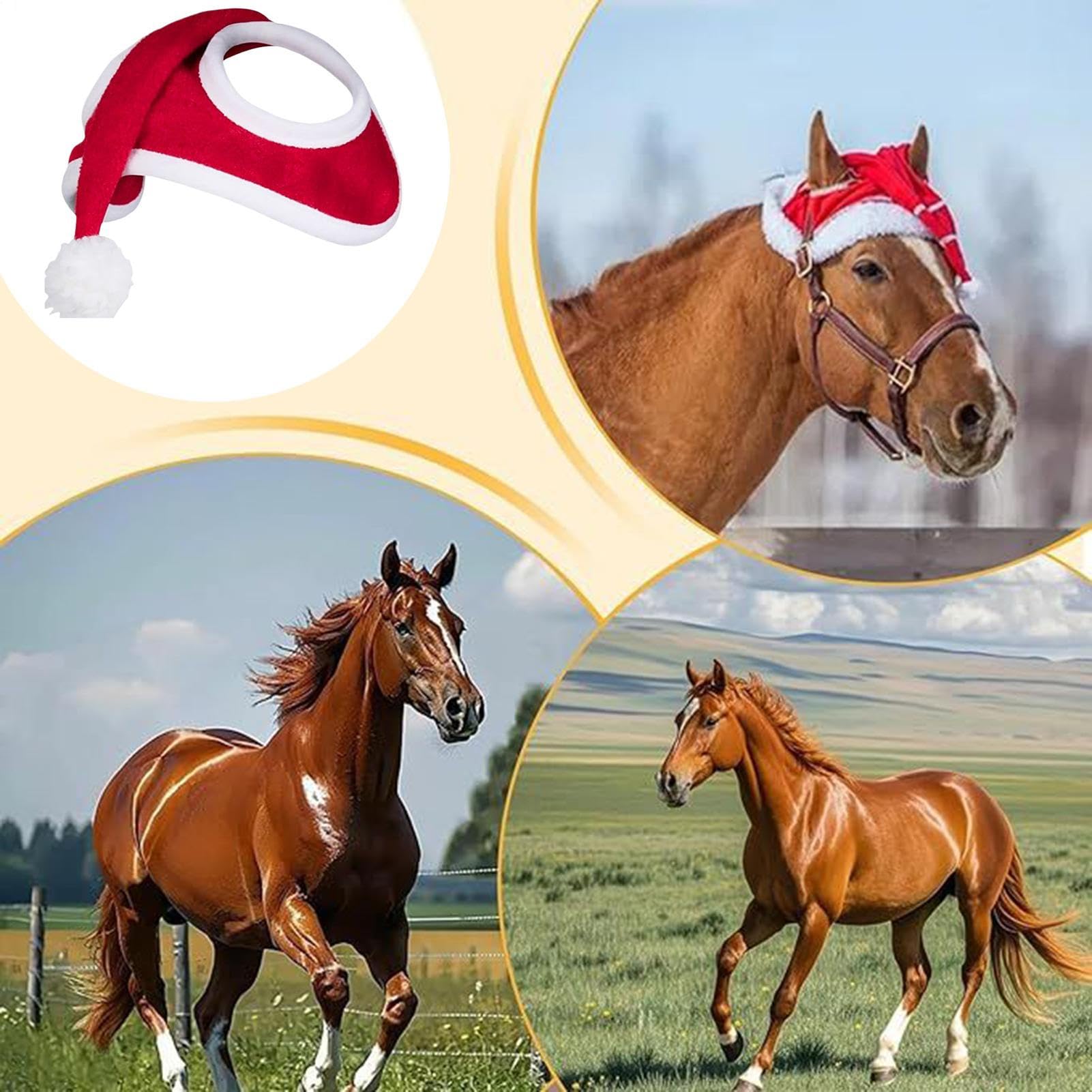 Cappello da cavallo di Babbo Natale - Costume da equino per le vacanze 54x46 cm, imbottitura senza sella traspirante, elegante accessorio per l'equitazione | Christmas Farm Ranch Amanti degli animali