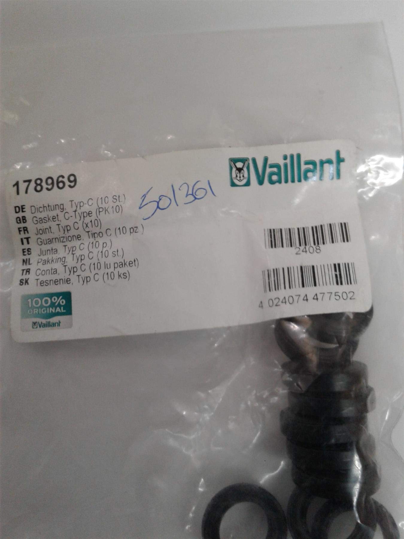 Vaillant 178969 Packing Ring O-Ring Seal Gasket C Type (Pack of 10) BNIP Genuine
