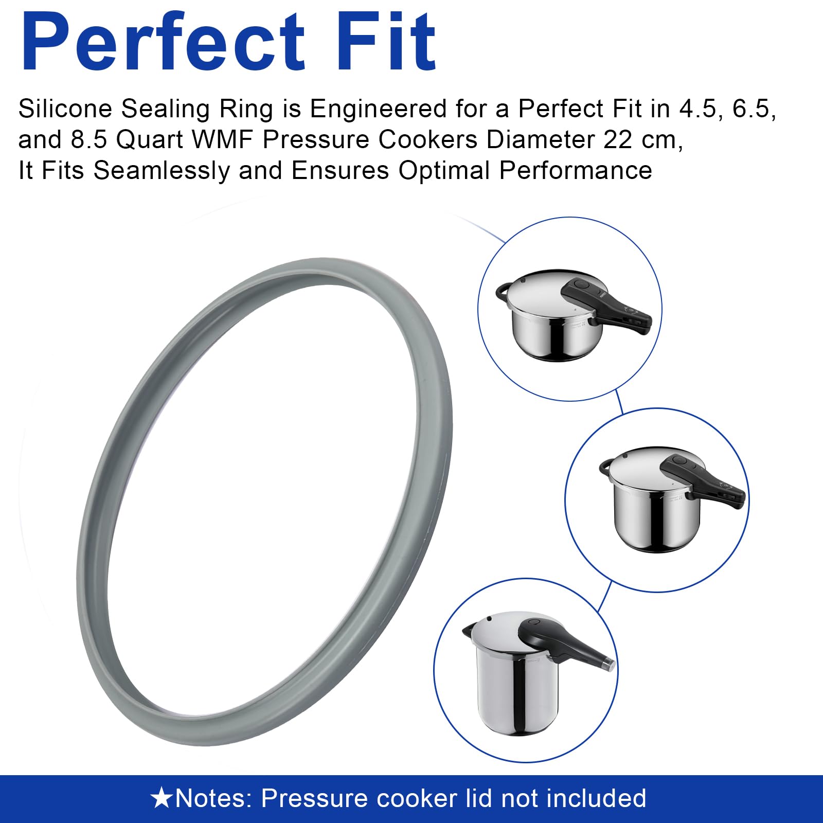 Pressure Cooker Replacement Sealing Ring Fits WMF 4.5-, 6.5- & 8.5-Quart Pressure Cookers, Food-Grade Silicone Gasket, 6068559990 Leak-Proof Seal Maintains Consistent Pressure for Even Cooking-1 Pack