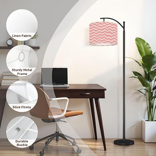 Miniatura 4 de Drum Lamp Shade 70s Grid Retro Pink Beige Lampshade for Floor Lamps Table Lamps Pendant Light 11"x8.9" Replacement Linen Large Lamp Shades Easy