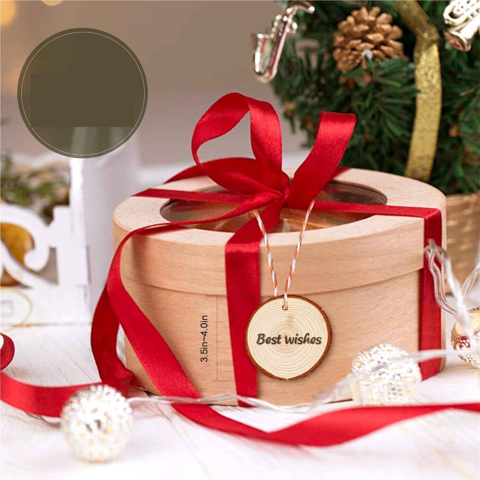 Niewykończone drewno z korą 20pcs Craft Wood Kit Unfinished Predrilled with Hole Wooden Circles for Arts Christmas Ornaments DIY Crafts(7 8cm)