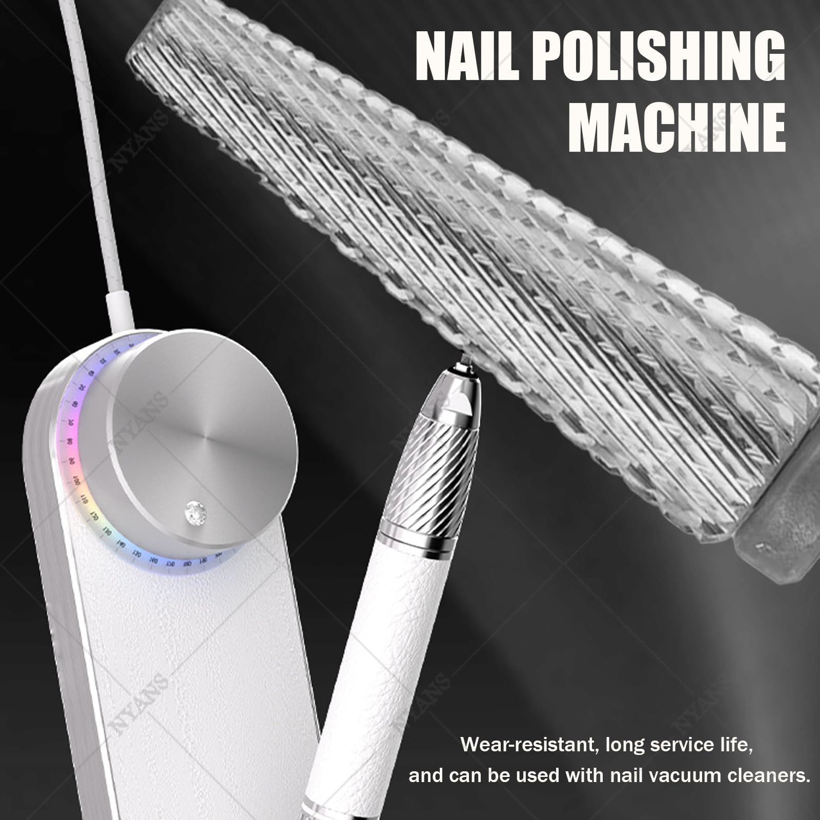 NYANS Set Aspirapolvere e Lima per Unghie, 1000-30000 Giri/Min, Batteria da 1600 mAh, velocità Regolabile, Aspiratore per Polvere, Silenzioso Pink
