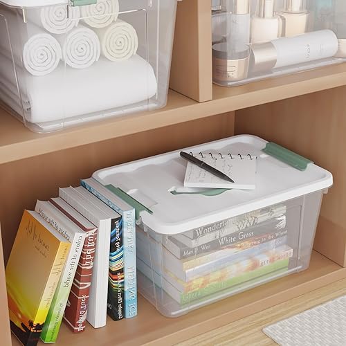 Miniatura 6 de Cajas de plástico con tapa de 14 cuartos de galón, contenedor de almacenamiento de plástico transparente con tapas, 4 paquetes