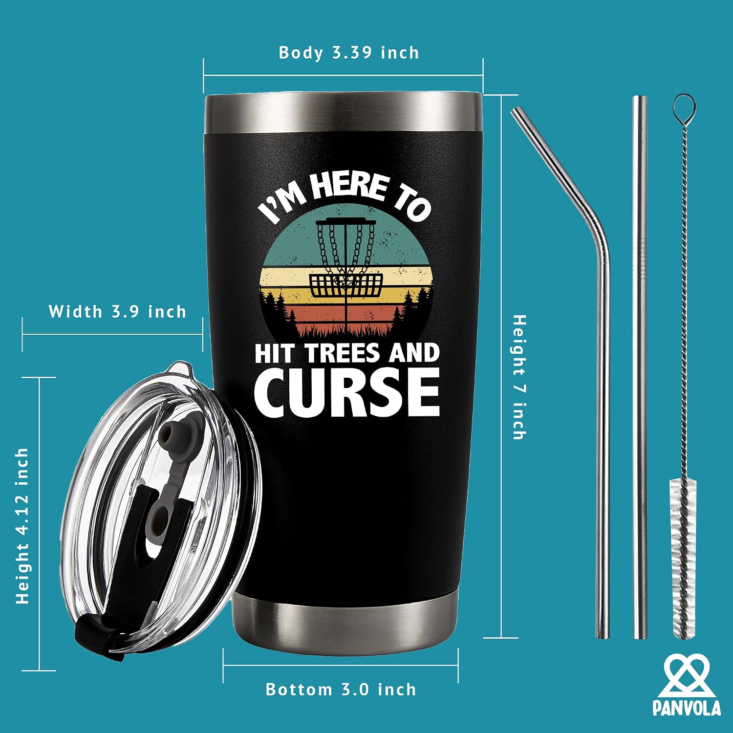 Panvola I'm Here To Hit Trees And Curse Disc Golf Tumbler 20oz Black image 5