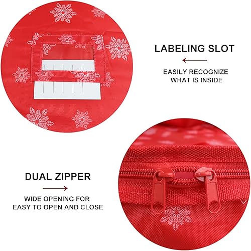 Miniatura 4 de Contenedor de almacenamiento de corona de Navidad, 36 pulgadas, caja organizadora de almacenamiento de coronas impermeable, asas duraderas, cajas de