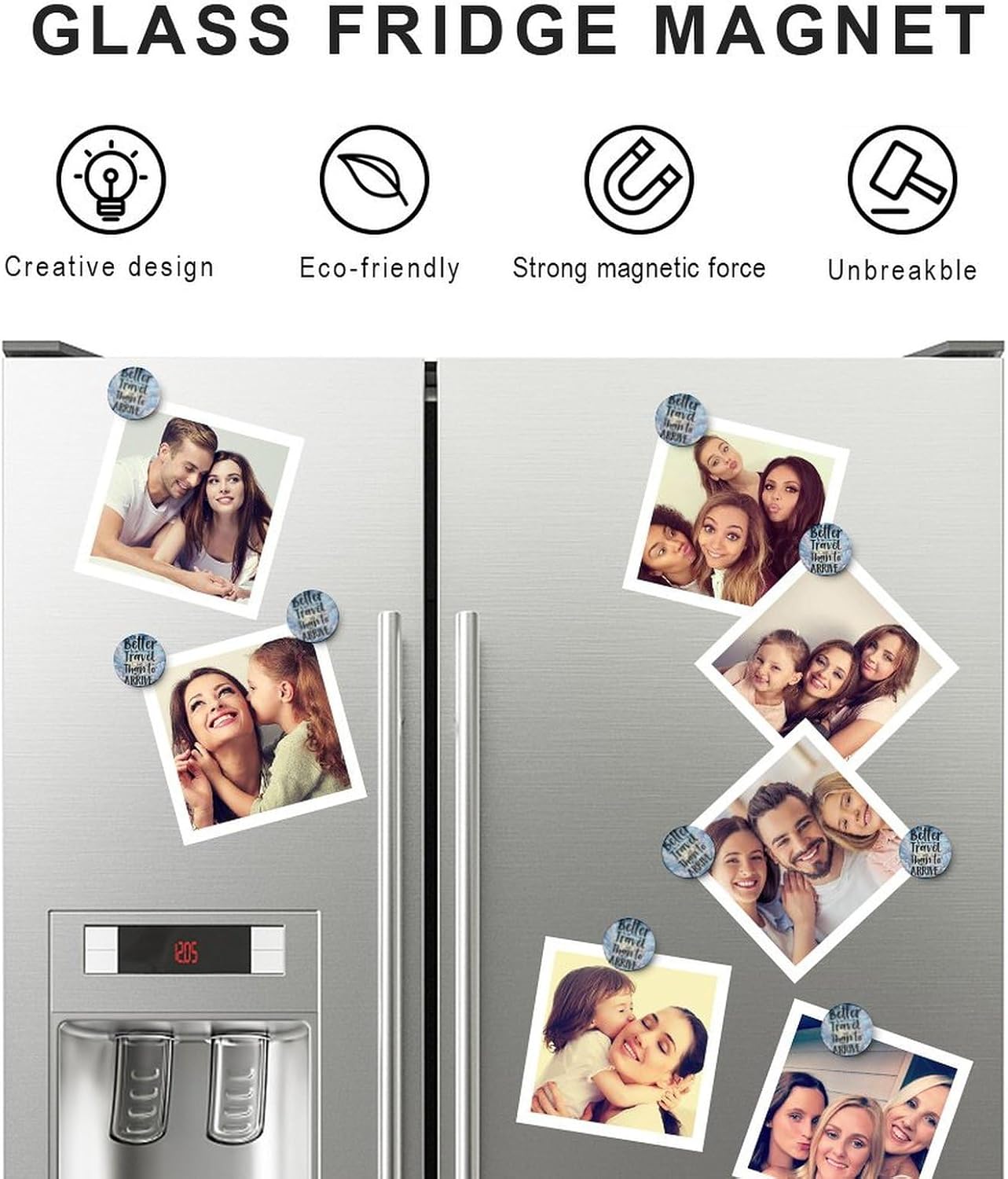 It is Better to Travel Well Than to Arrive Magnets Refrigerator Magnets Inspirational Positive Glass Round Magnets Decor for Whiteboard Classroom Kitchen Office Home Cabinet