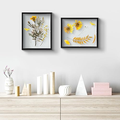 Miniatura 3 de Frametory, Marco de fotos flotante de 8 x 10 pulgadas, marco de fotos de metal de aluminio negro, cristal real de la parte delantera, para pantallas