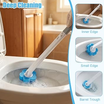 Toilet Brush with Holders 2 Pack - Bowl Buddy Toilet Brush with 54 Refills Wall Mounted Toilet Wand Kit Toilet Cleaning System for Bathroom, Wash Basin and Bathtub Sink