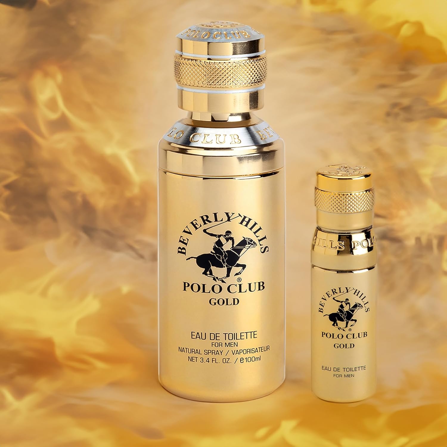 Beverly Hills Polo Club Gold Men's Eau De Toilette Cologne Bonus Pack - Captivating, Long-Lasting Fragrance for Him - 3.4oz Full Size + 0.5oz Travel Spray Set - Image 4