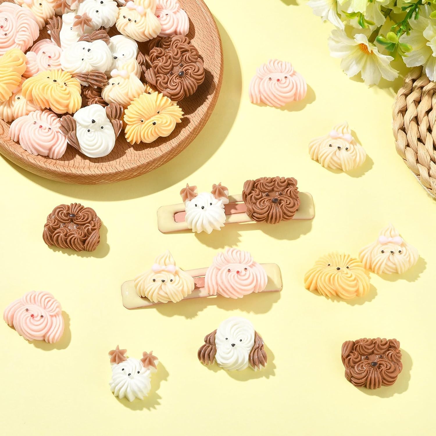 Ipotkitt 60pcs 6 Styles Resin Creamy Dog Slime Charms Cute Animal Doggy Flatback No Hole Cabochons for Crafts DIY Jewelry Phone Case Hair Clip Scrapbooking Decor image 5