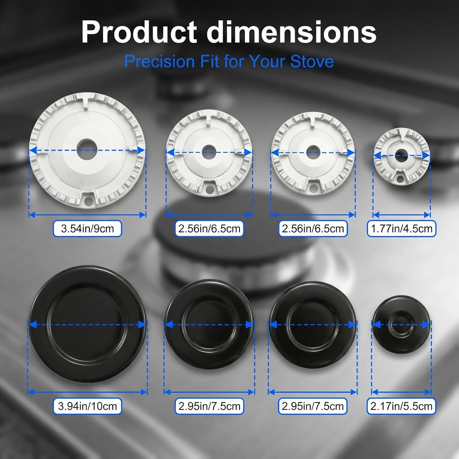 Gas Stove Burner Caps Set Replacement for Most Gas Burners