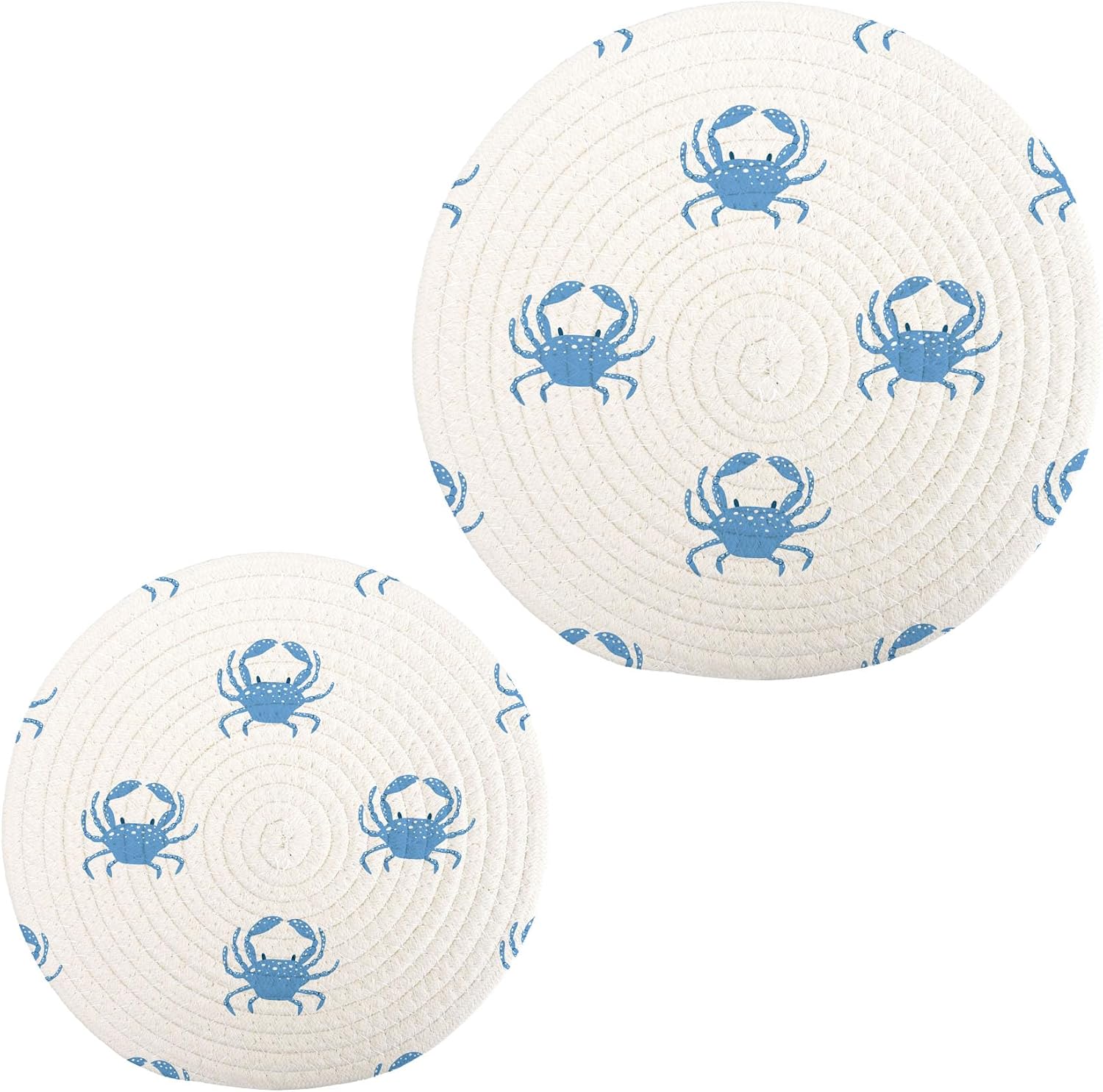 2 Pieces Kitchen Pot Holders Set, Cotton Trivet for Hot Pots and Pans, Hot Pads and Spoon Rest for Cooking and Baking (White Marble in Gold Line)