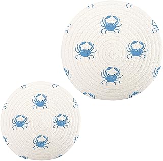Blue Sea Crab Trivets for Hot Dishes, Hot pots and Pans, Set of 2, Heat Resistant Pot Holders for Kitchen, Hot Pads for Countertops