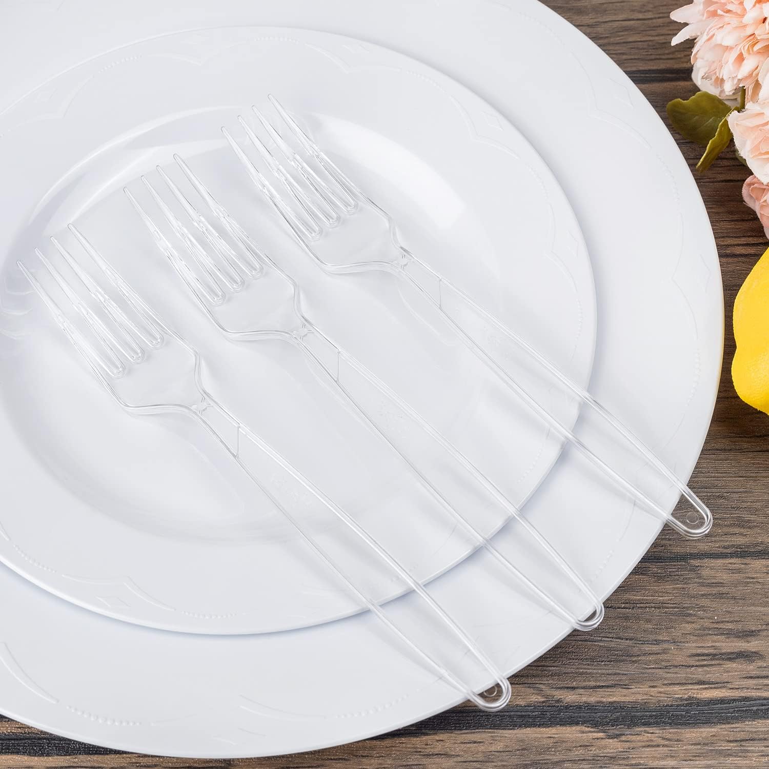 400 Count Plastic Forks Heavy Duty, Clear, BPA-Free, Heat Resistant, Solid and Durable Disposable Forks Bulk, Premium Plastic Forks heavy duty for Party Supply - Image 3