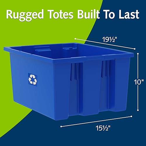 Miniatura 4 de Paquete de 6 contenedores de reciclaje de gran capacidad, apilables, industriales, comerciales, resistentes, 9 galones, 19-12 pulgadas x 15-12