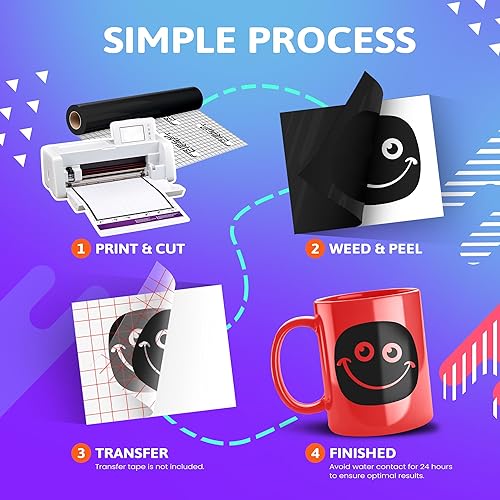 Miniatura 39 de Frisco Craft Vinilo permanente – Rollo adhesivo negro mate, impermeable y resistente a la intemperie, parte trasera de silicona, compatible