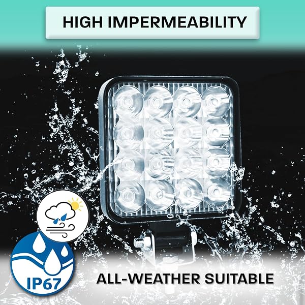 Fari led trattore 12V 4.21" 10.5 cm IP67 48W 16 led 6500K 2 pezzi alluminio ABS faro led 12v fari led auto faretti led auto faro da lavoro led - 4