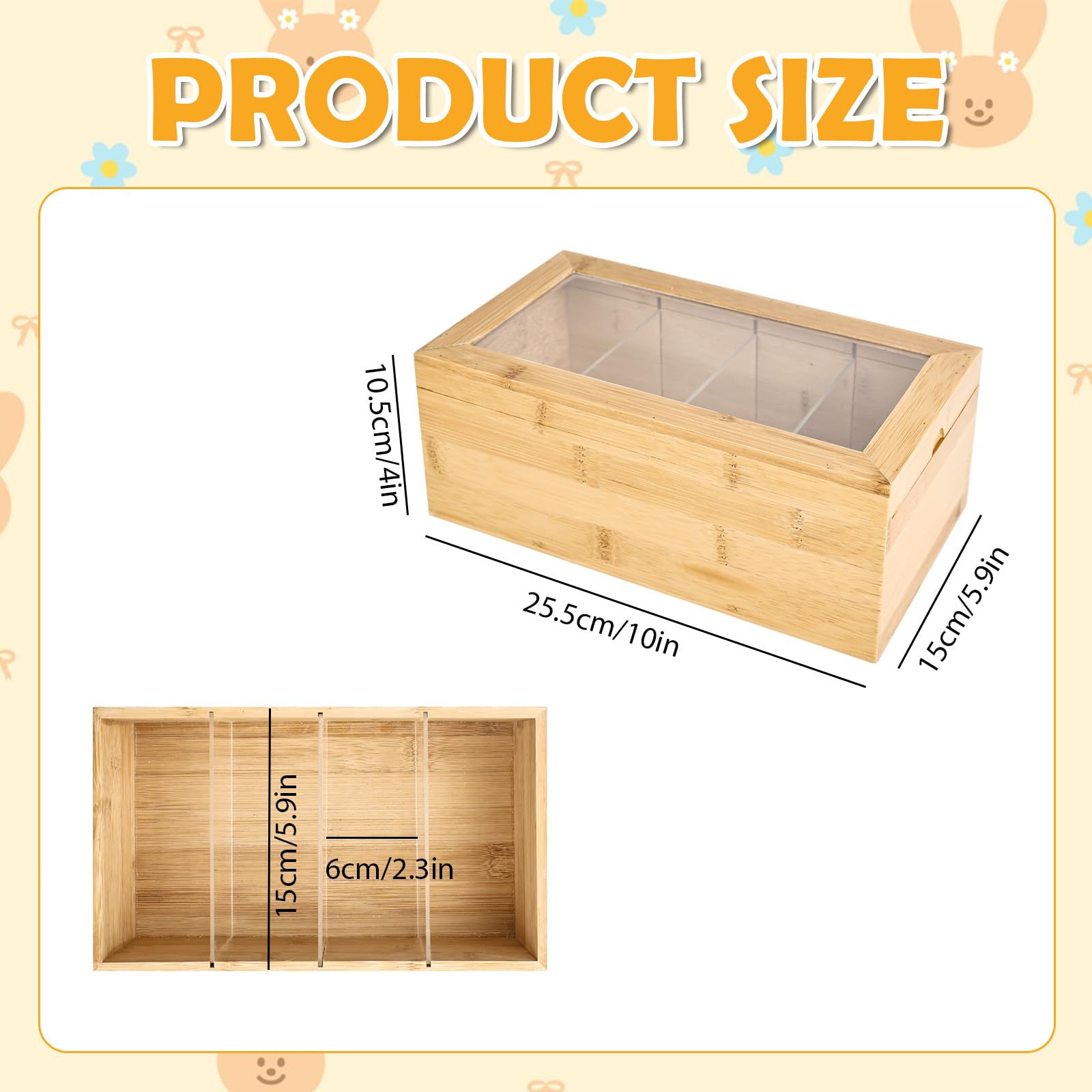 A6 Holz-Karteikasten mit Deckel, 10 * 5.9 * 4 inch, für Büro, Schulen und Heim (Karteikarten nicht enthalten)