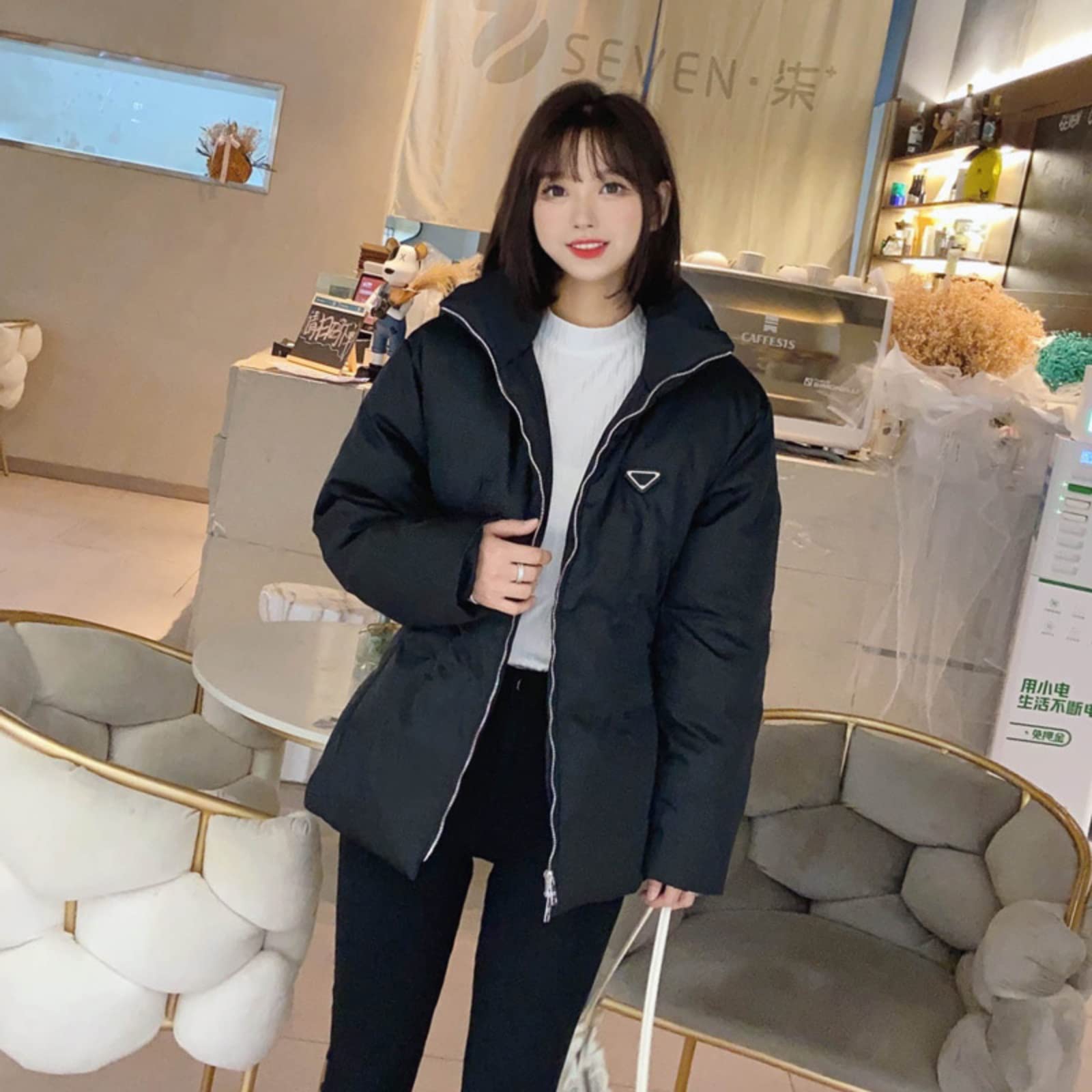 Amazon.co.jp: 冬服90％充填量 黒ダウンジャケット 2022 スリム