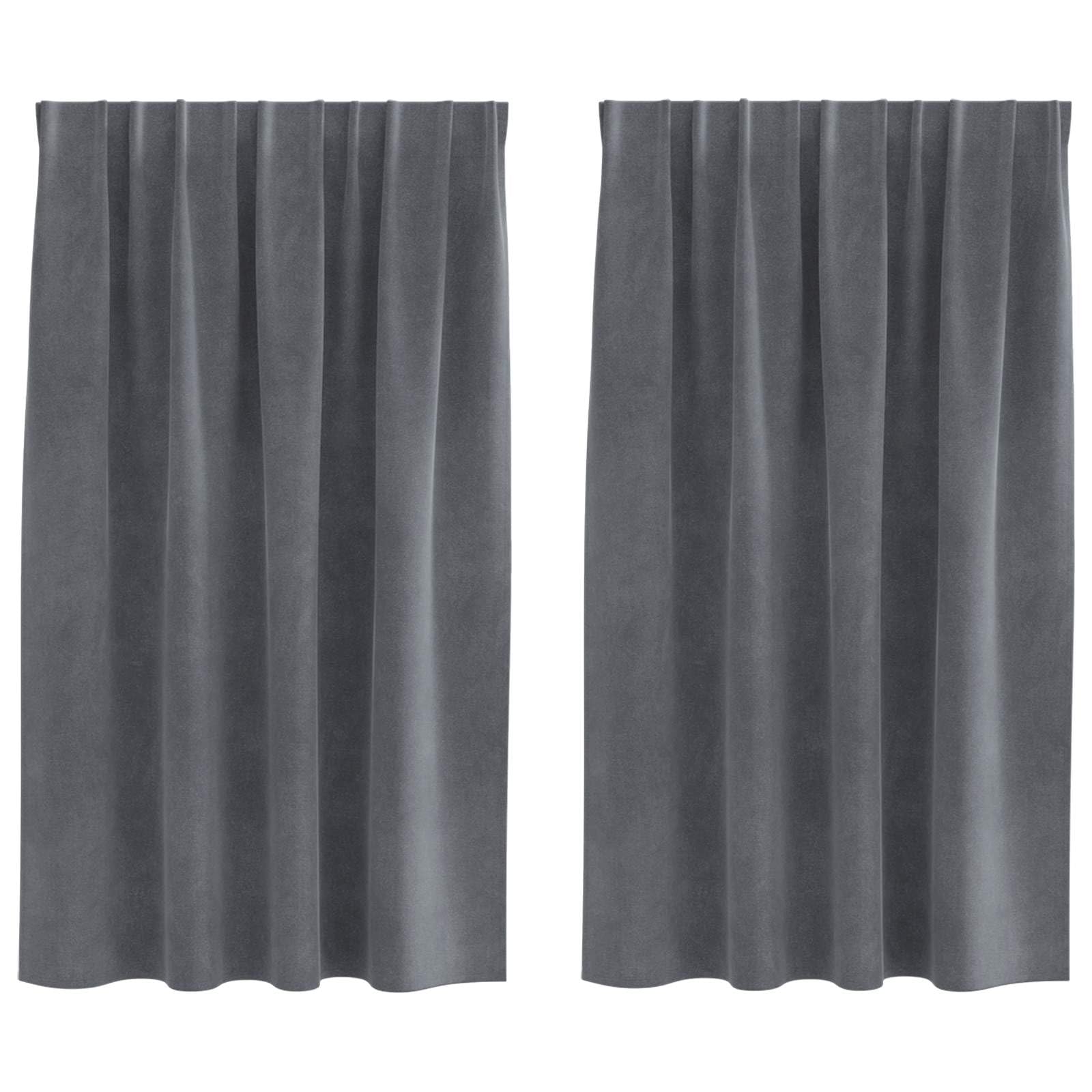 Cortinas opacas de terciopelo gris claro, 2 unidades, 140 x 140 cm, con ganchos y anillas, fáciles de limpiar, para salón y dormitorio, bloquean la luz, diseño moderno