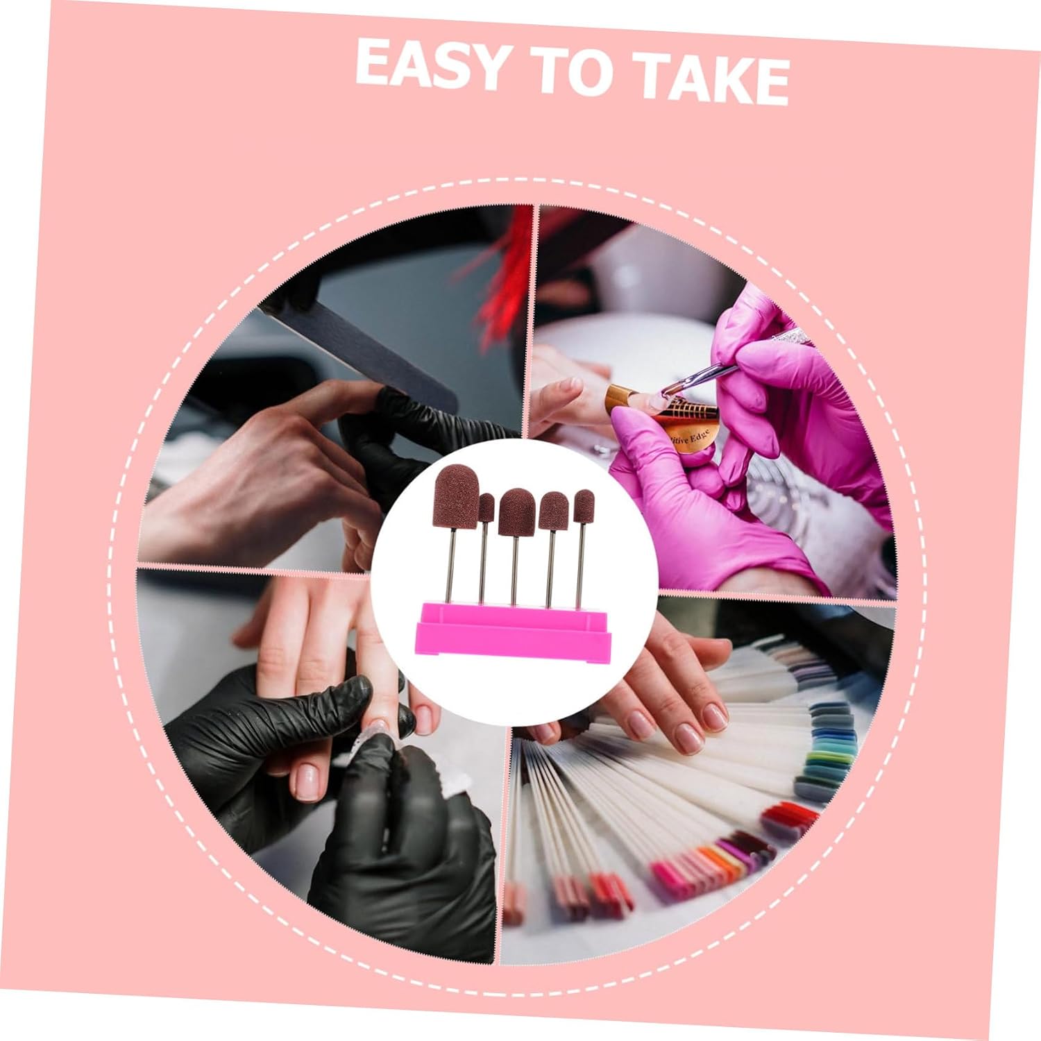 5-Piece Manicure Sanding Cap Set Storage Box Includes Sizes for Foot Care for Nail Salon Supplies and DIY Nail Art