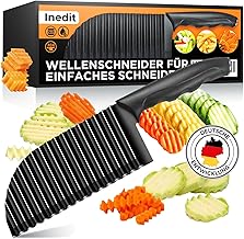 nedit Wave Cutter, Vegetables, Wave Knife Made of Stainless Steel, Ripple Knife for Chips and Fruit, Wave Cutting Knife for Adults and Children, Wave Fries Cutter, Crinkle Cutter (1 Black Knife)