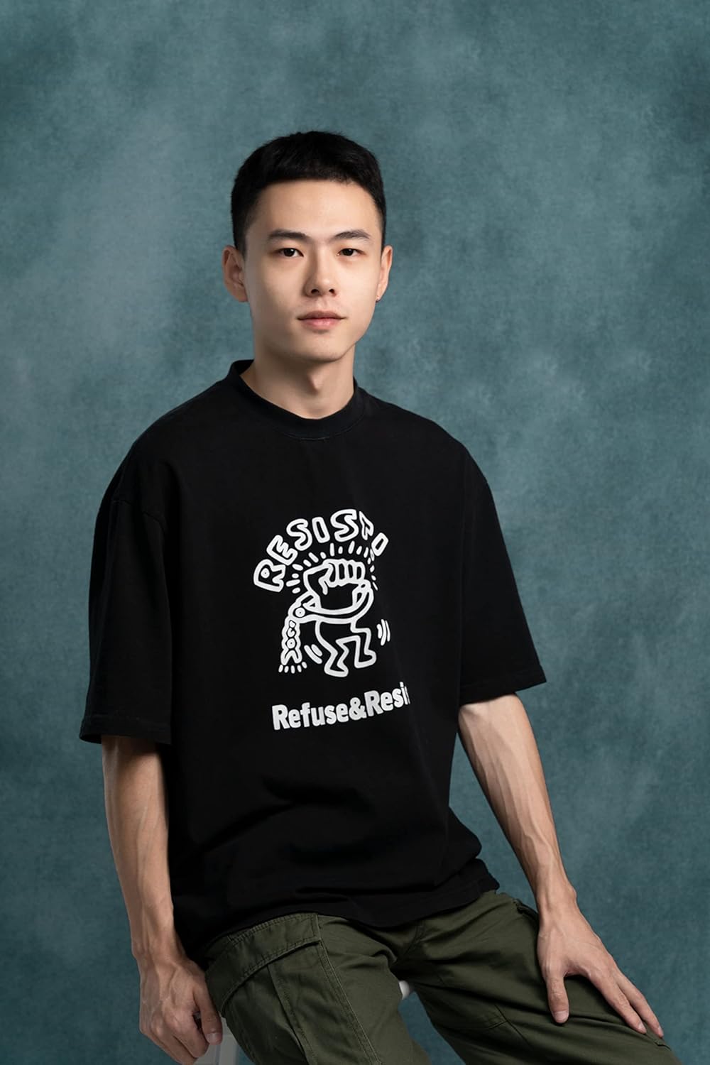 Kate Collapsible Backdrop Double Side Backdrops Grey/Blue Retro Professional Pop up Background for Photography, 5x6.5ft