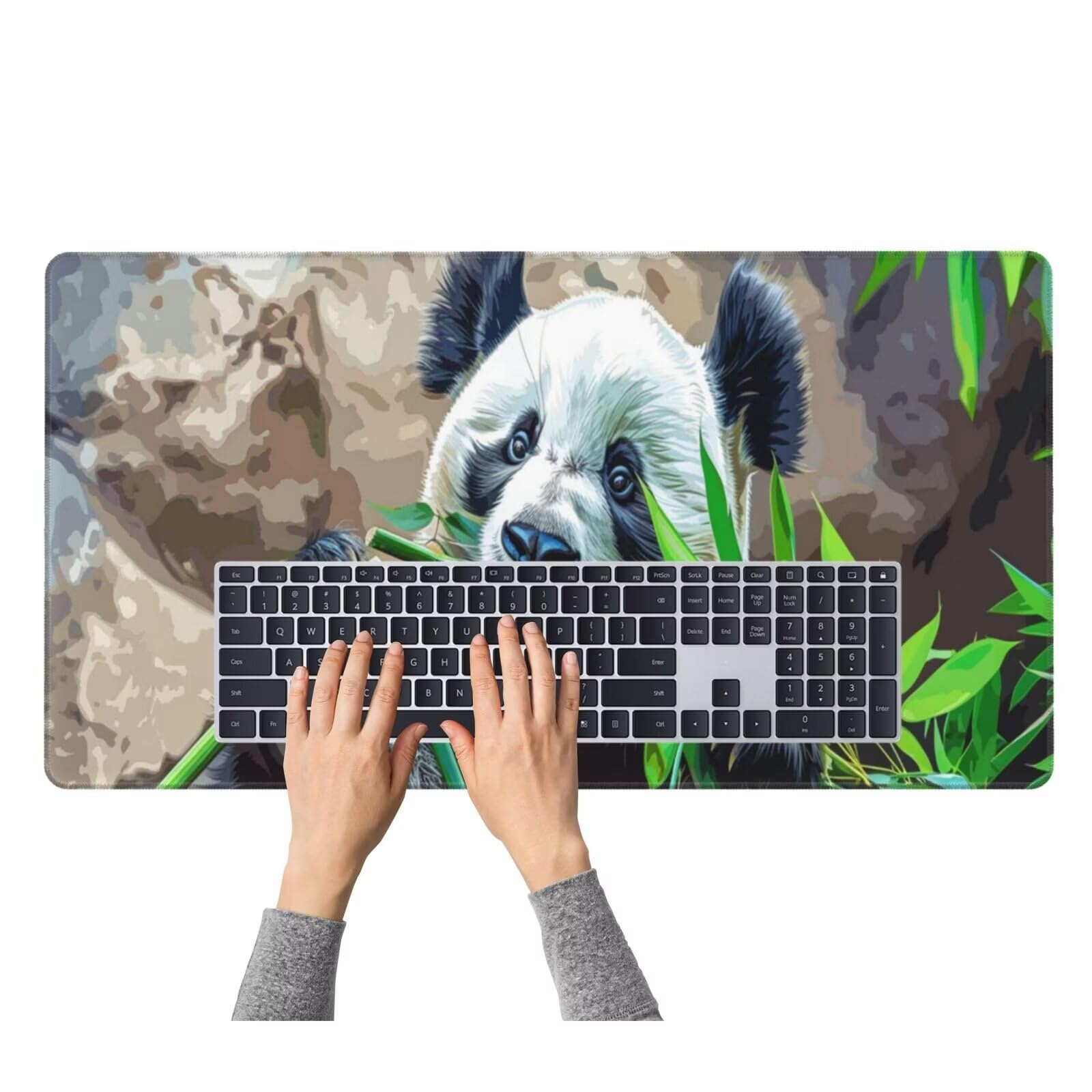 Tappetino Mouse animale Panda gigante tappetino mouse xxl gaming 1200x600x3mm Grande Tappetino per mouse waterproof，superficie prova di versamento e base antiscivolo，casa Ufficio scrivania Decor F62