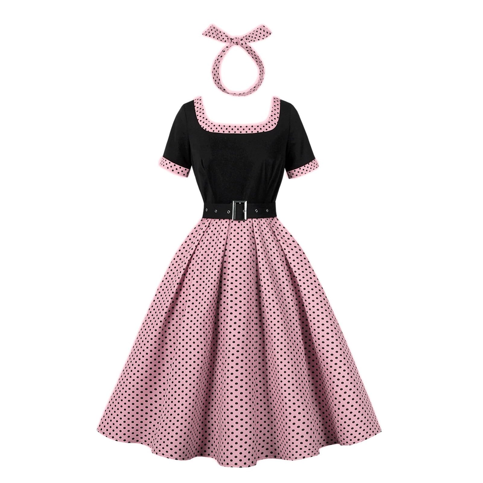 IWEMEK 50s Dress for Women with Headband