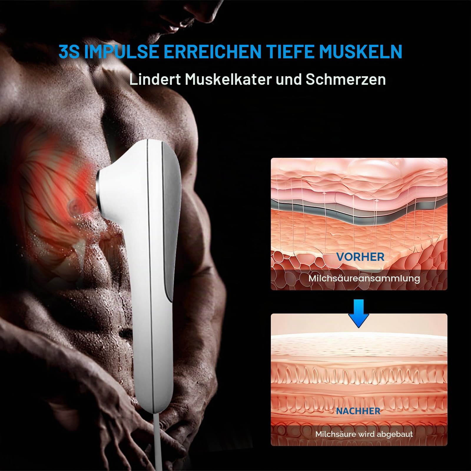 Ultraschalltherapie 1 MHz 3 Intensitätsstufen, Ultraschallgerät für Zuhause Schmerztherapie, Sportbehandlungen, Verwendung zu Hause Ultraschall-Physiotherapie (Weiß C01)