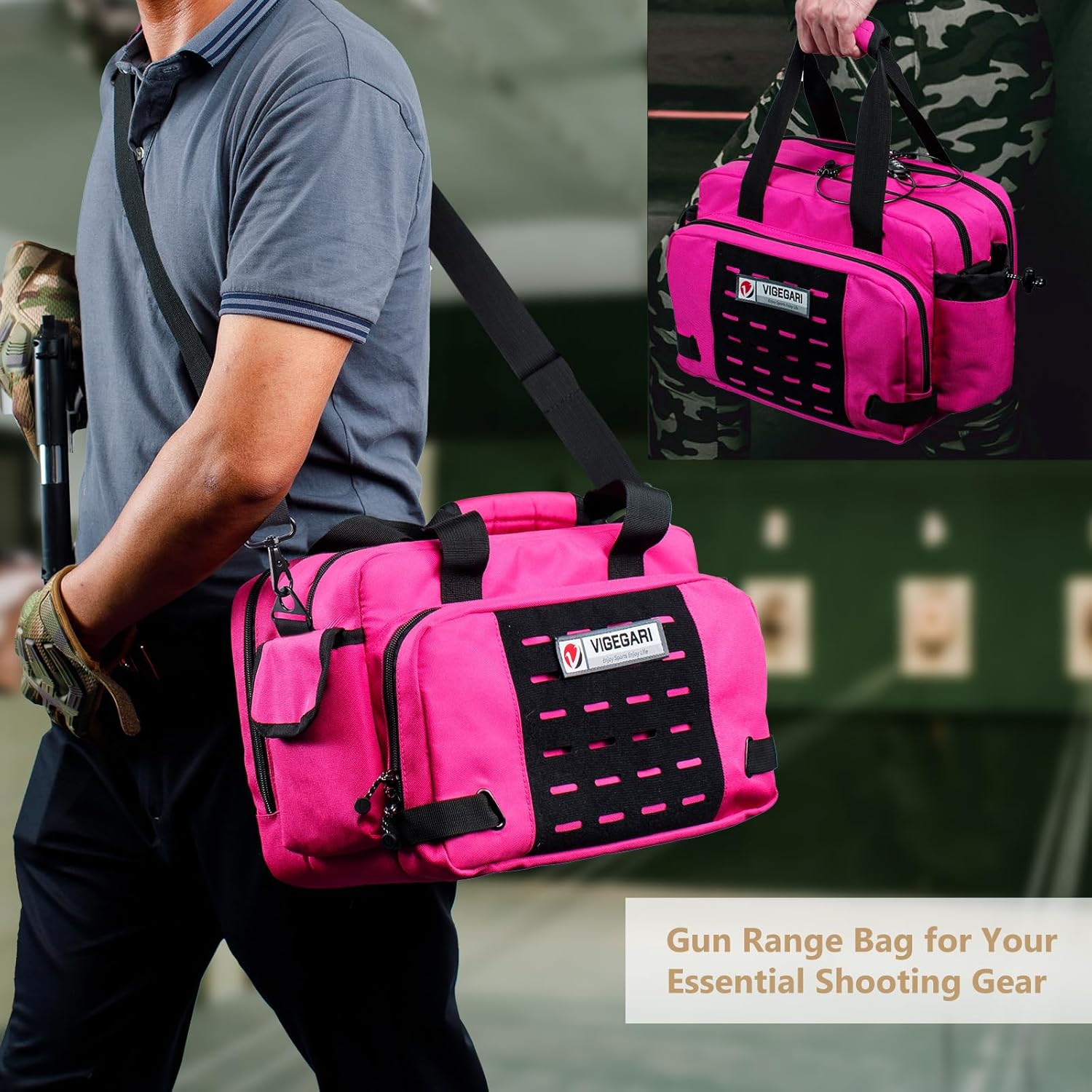 Tactical Pistol Range Bag for 3 Handguns, Gun Range Bag with 6 Magazine Slots, Lockable Zippers, Ammo Storage, MOLLE Handgun Case for Shooting Range Accessories