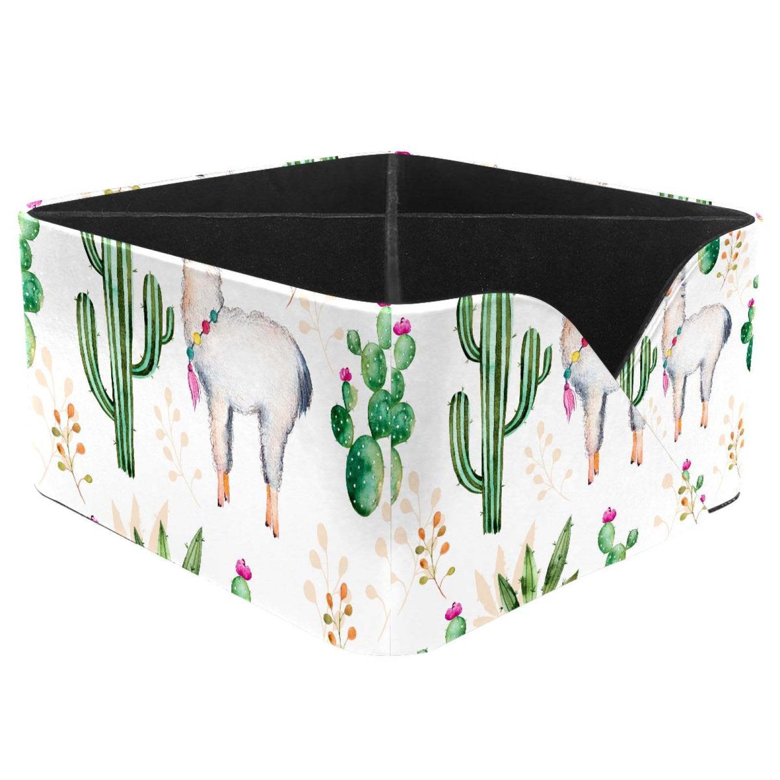 KengjuTesu Cactus Llama Desktop Organizer Pen Holder, Rectangular Pencil Cup for Office, Study and Makeup Stations