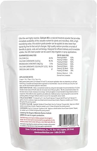 Miniatura 2 de Down To Earth All Natural Fertilizers Solución orgánica Calcio 96 - Polvo de piedra caliza de grado profesional 325 malla para aplicaciones de