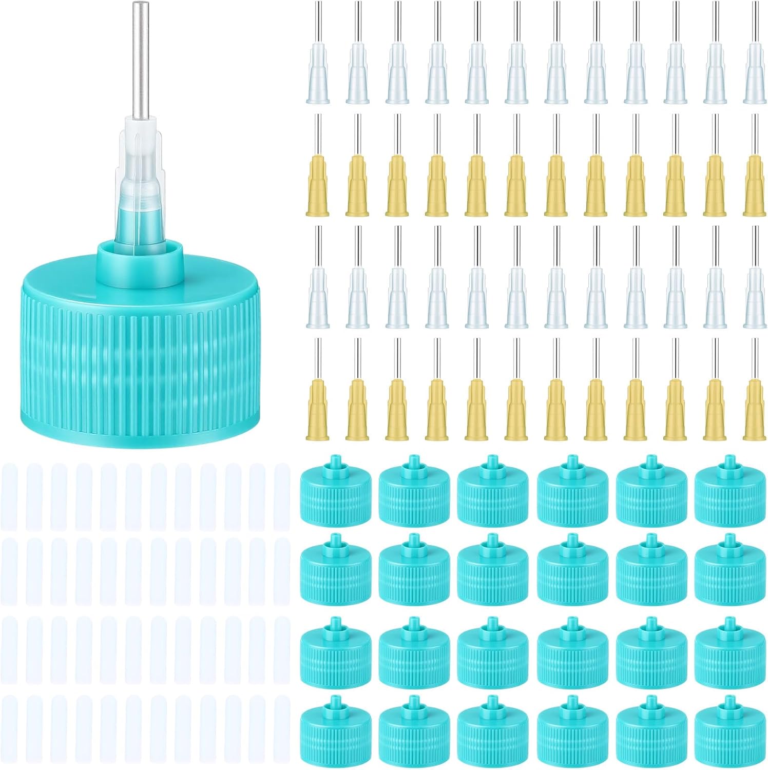 Norme 121 Pcs Precision Applicator Caps Set for 2 Ounce Acrylic Paint Bottle, Precision Paint Applicator Lids with Round & Flat Needles Tip for Bottle with Neck Size 24-410 Car Freshie Supplies