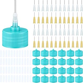Norme 121 Pcs Precision Applicator Caps Set for 2 Ounce Acrylic Paint Bottle, Precision Paint Applicator Lids with Round & Flat Needles Tip for Bottle with Neck Size 24-410 Car Freshie Supplies