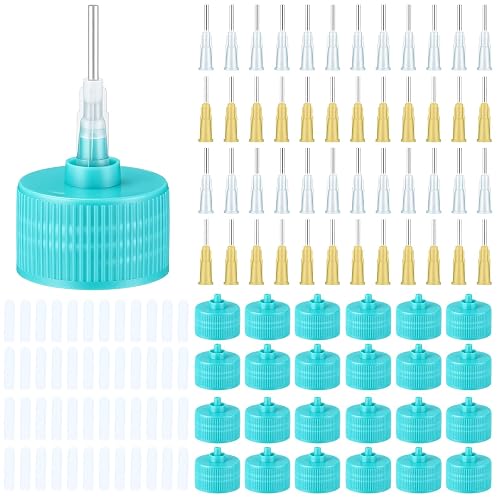 Norme 121 Pcs Precision Applicator Caps Set for 2 oz Paint Bottle, Green | Precision Art Paint Applicator Lid, Car Freshie Supply, with Round Flat Needles Tip, for Bottle with Neck Size 24-410