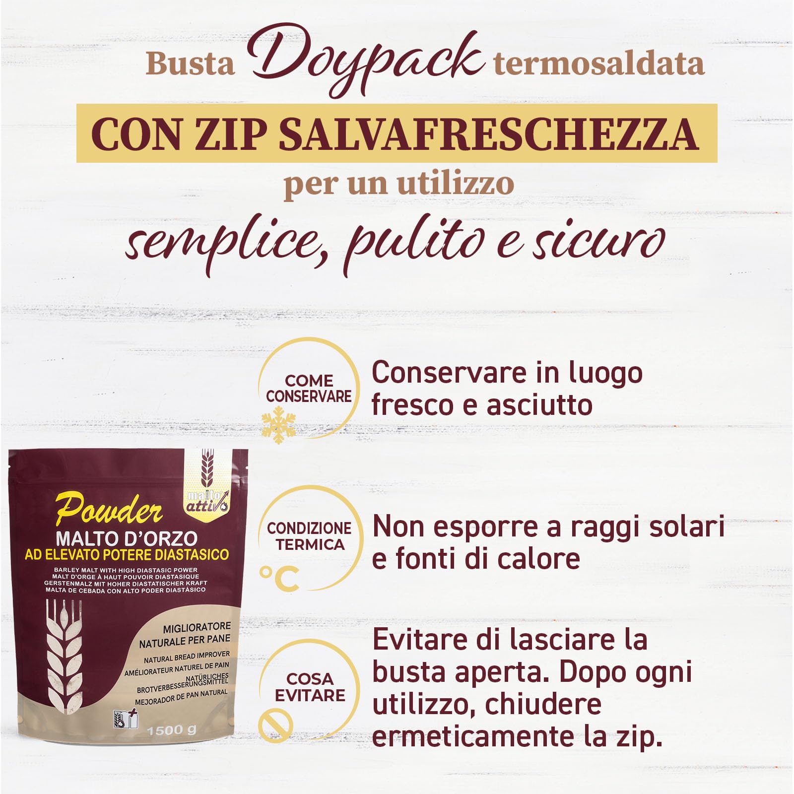 Malto Attivo, Box Powder da 3 pz di Powder 1.5Kg, Farina di Malto d’Orzo ad Elevato Potere Diastasico, Malto Diastasico Ideale per Panificazione, 14.000 Unità Pollak, Made in Italy.