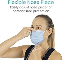 Vista 7 de Vive Mascarilla desechable 50 unidades, 3 capas, transpirable, protectora, para la nariz/boca, no tejida, con cintas elásticas para las orejas