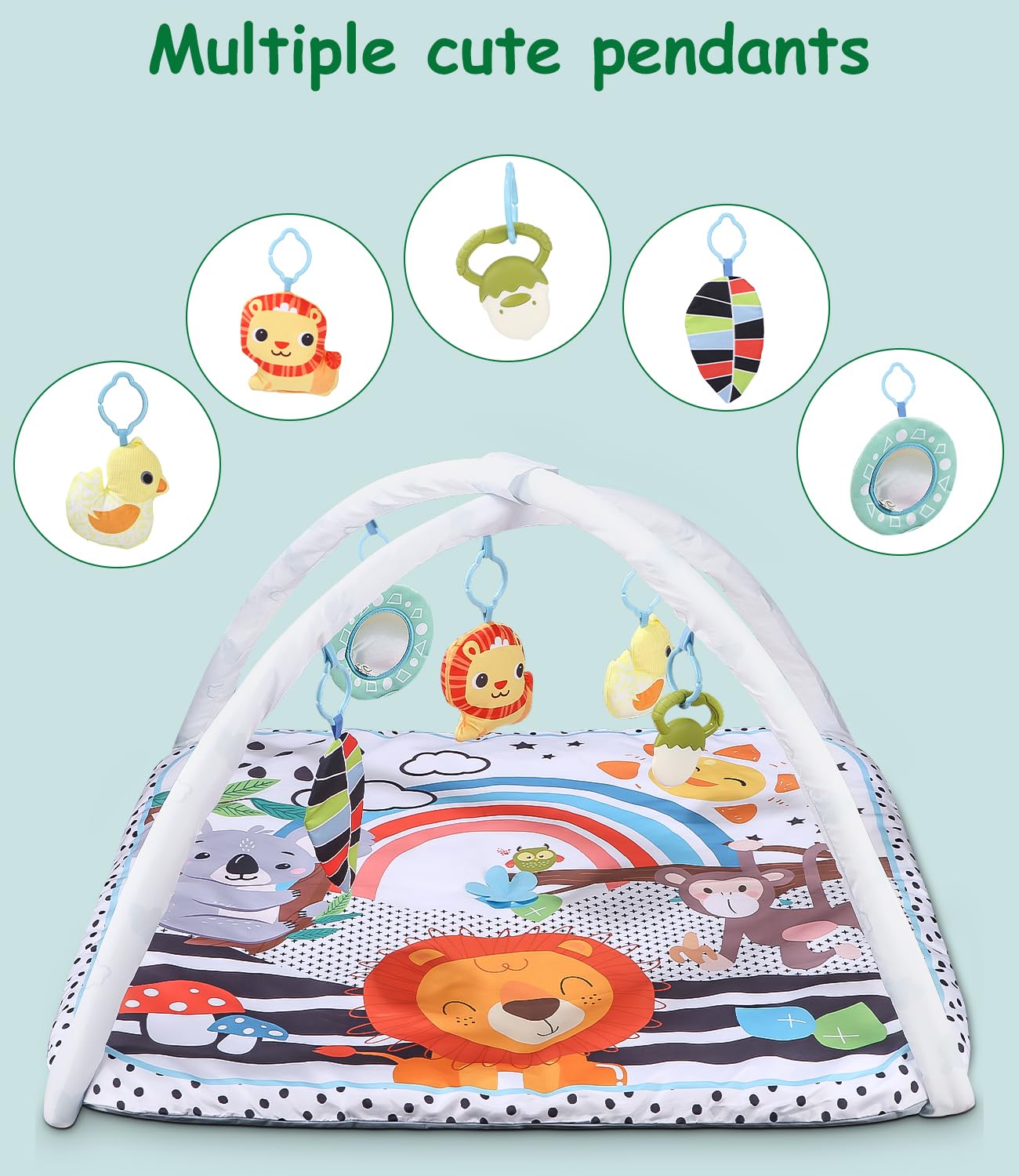 Tapis de Jeu pour bébé 0-6 Mois avec Arche réglable Gymnase développement cognitif
