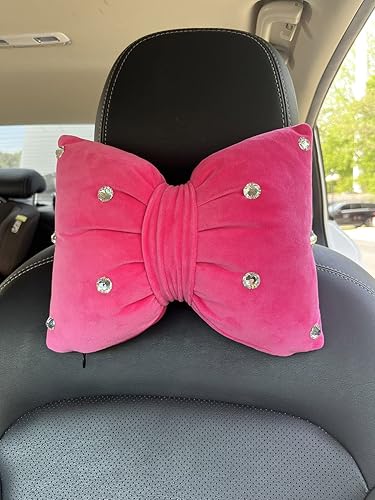 Miniatura 4 de Almohada para reposacabezas con lazo de diamante grande, color rosa, accesorio para el cuello, 1 unidad