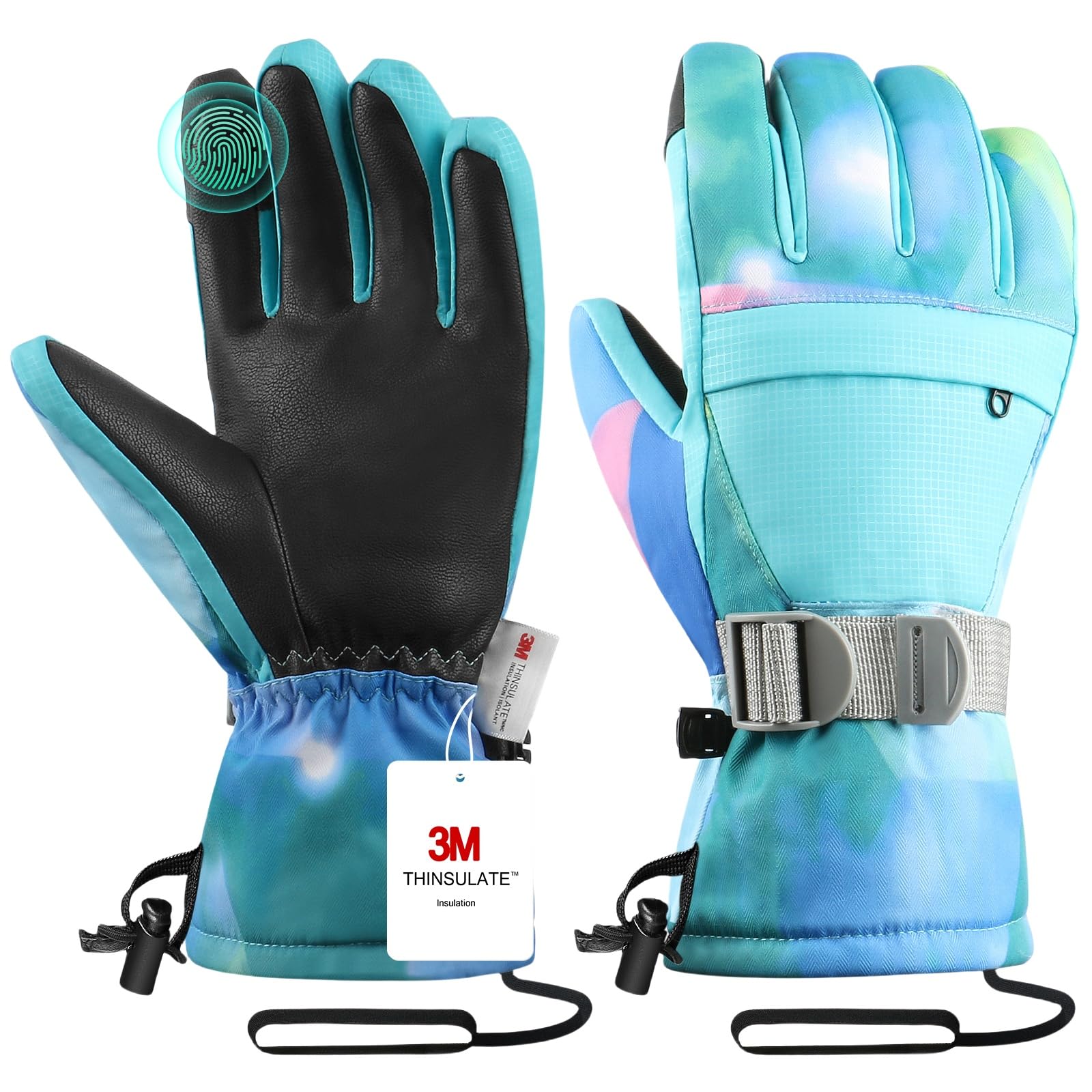 Ski Gloves, Waterproof Snow Gloves Winter Gloves, Windproof Touchscreen Cold Weather Gloves for Men Women Kids