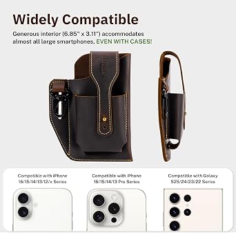 Genuine Leather Phone Holster,Universal Cell Phone Case