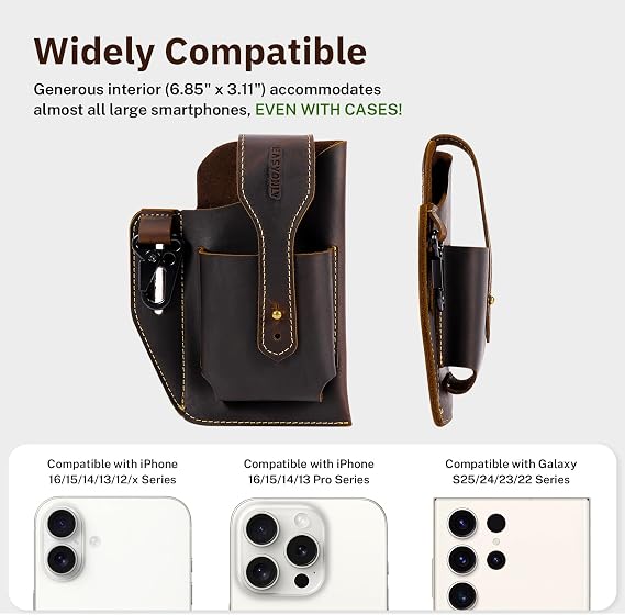 Genuine Leather Phone Holster,Universal Cell Phone Case