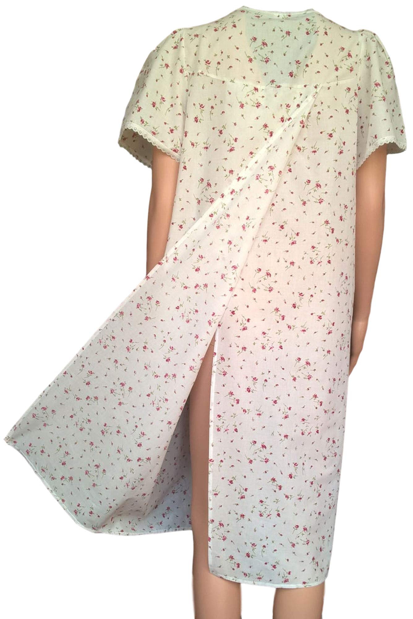 Kazco Incontinence Nightdress Back Opening Nightdresses Hospital Nightie Size 8 to 30 (12-14 (EU 40-42), White with Blue Flowers)