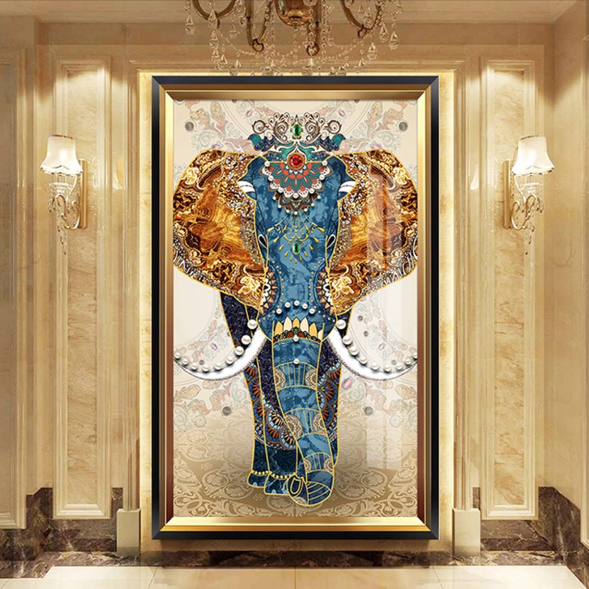 Instarry DIY 5D Diamond Painting Kits for Adults Large Size Elephant Cross Stitch Mosaic Family Wall Decor 35.4x19.7 inch