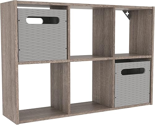 Miniatura 4 de ClosetMaid Mini organizador de escritorio o pared de 6 cubos, teca desgastada