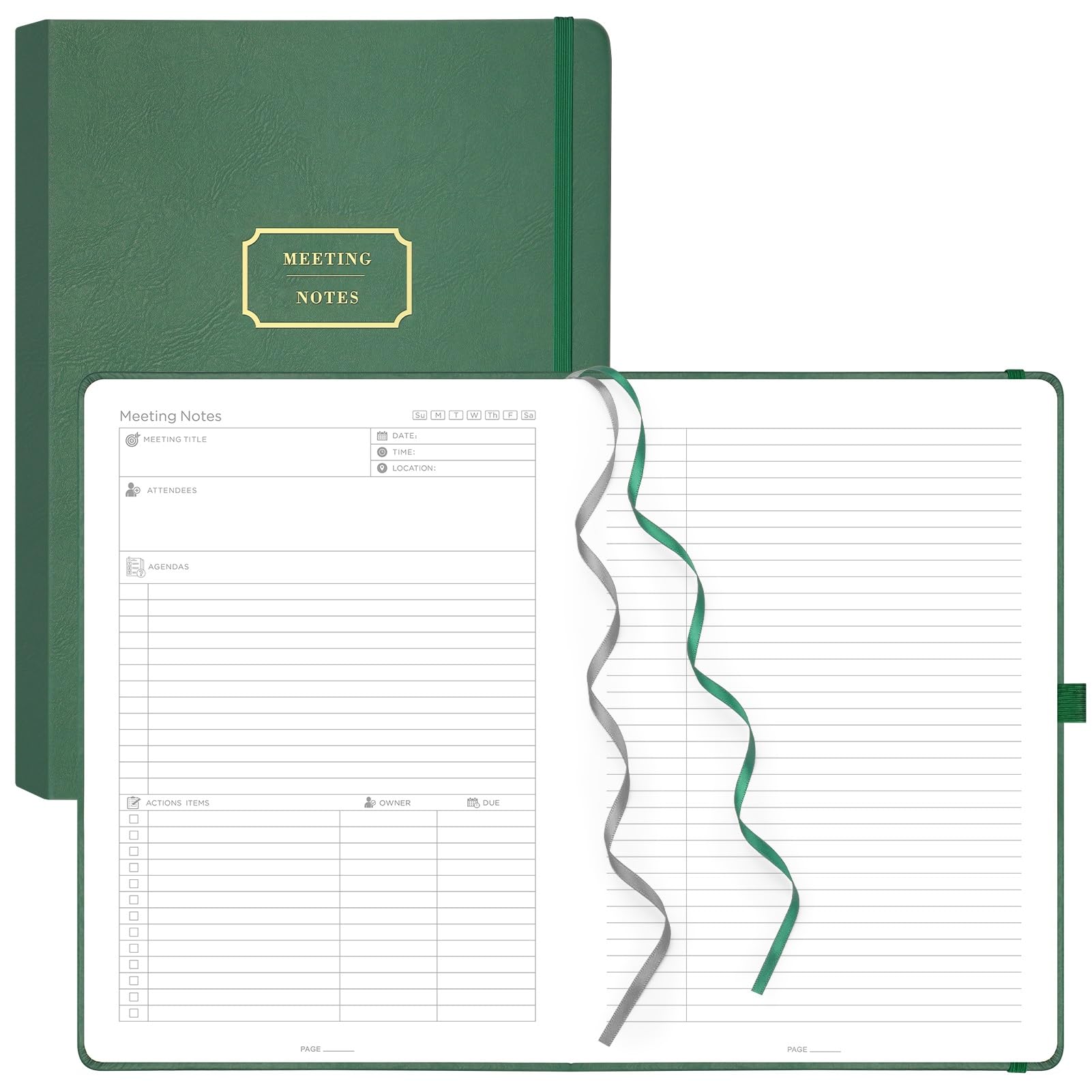 EMSHOI Cuaderno de reuniones para trabajar con artículos de acción, 240 páginas A4, planificador de proyectos grande, organizador de agenda, cuaderno de trabajo para mujeres y hombres, oficina,