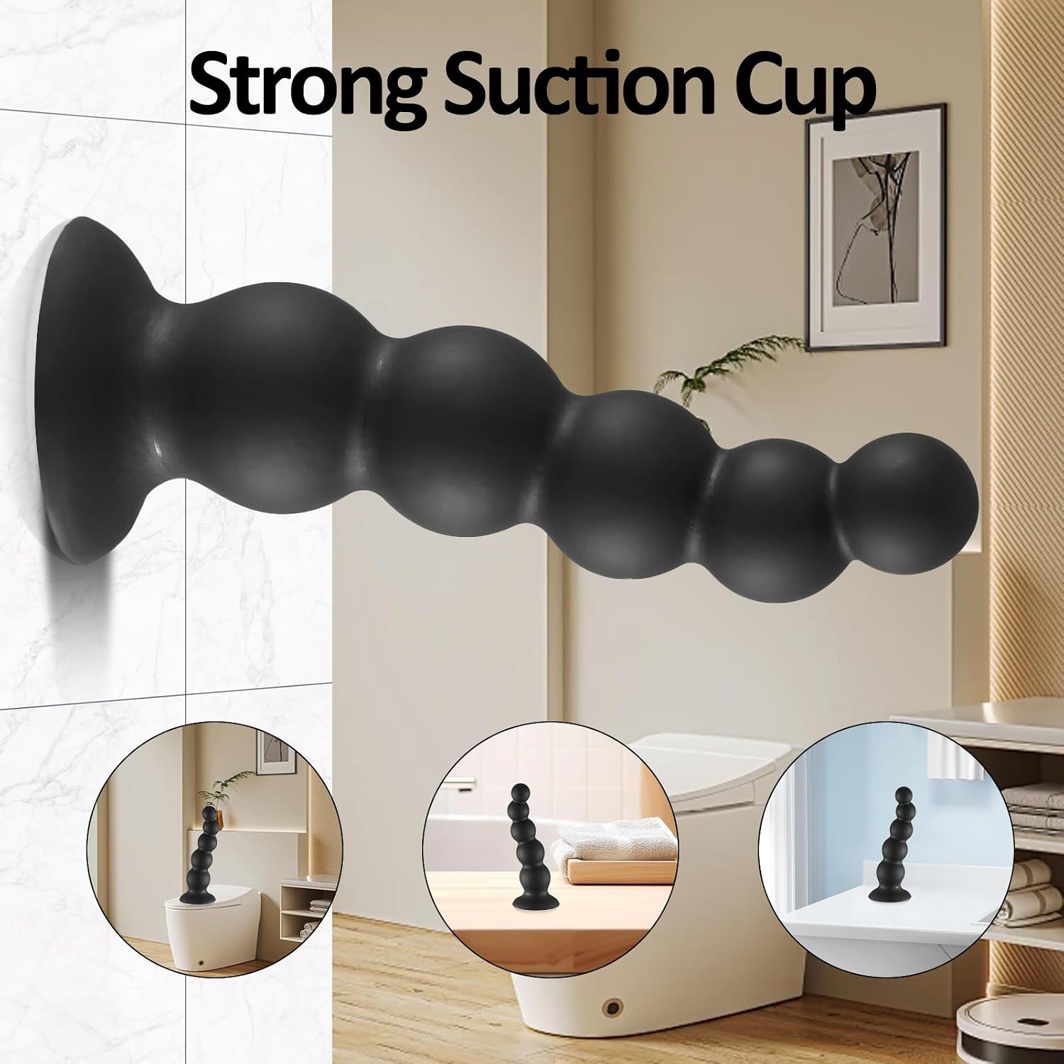 9.4 Inch Anal Beads Butt Plug, Huge Silicone Soft Anal Plug Anal Trainer Dildo with Strong Suction Cup for Hands-Free Play, Prostate Massager G-spot Stimulator Adult Sex Toys for Men Women